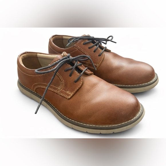 Johnston & Murphy Other - Johnston & Murphy Big Kid Holden Plain Toe Derby Shoes – Brown Leather – Size 1M